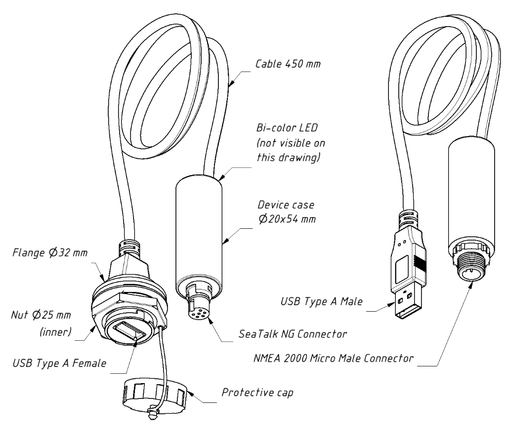 Yacht Devices NMEA 2000 USB Gateway - YDNU-02 - Male